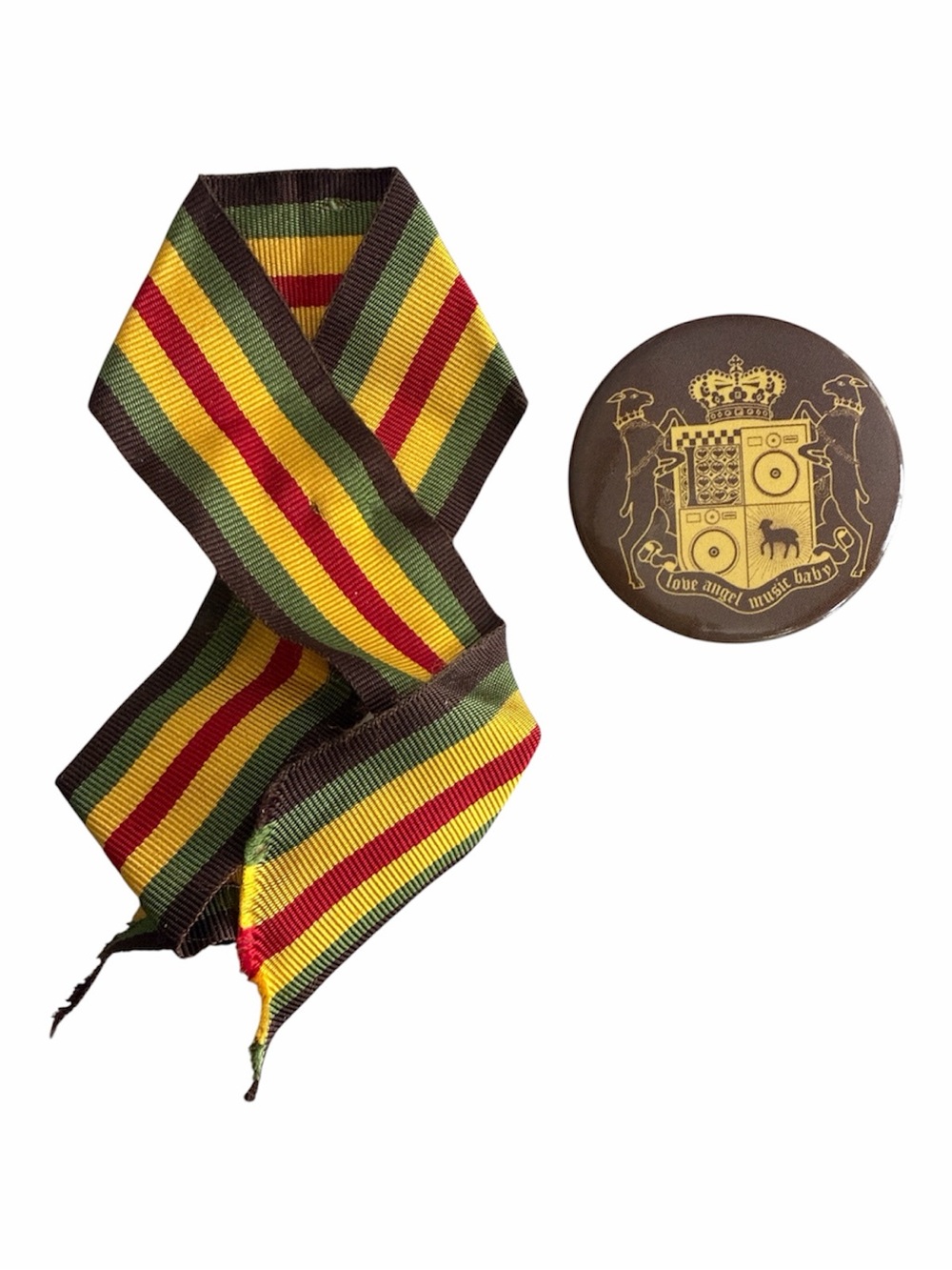 Rare L.A.M.B. Pin Army Crest with Rasta Ribbon Swag Love Angel Music Baby WDMLG